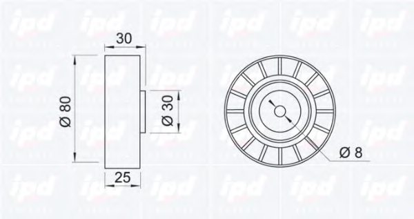 IPD 15-0437 Deflection/Guide Pulley, v-ribbed belt